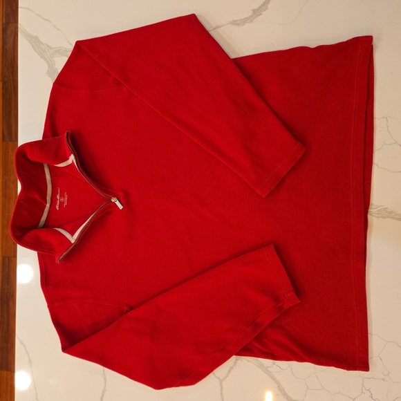 Eddie Bauer Mens Cotton 1/4 Zip Long Sleeve Pullover Knit  Sweater Red Size XL - Picture 2 of 11